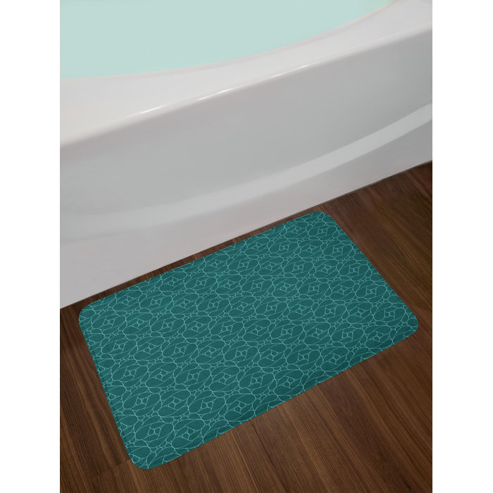 East Urban Home Abstract Line Teal Bath Rug Wayfair